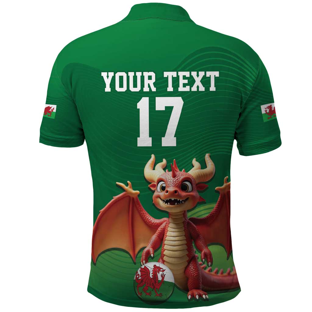 Custom Wales Football Go Champions Polo Shirt Cymru am byth Green Style
