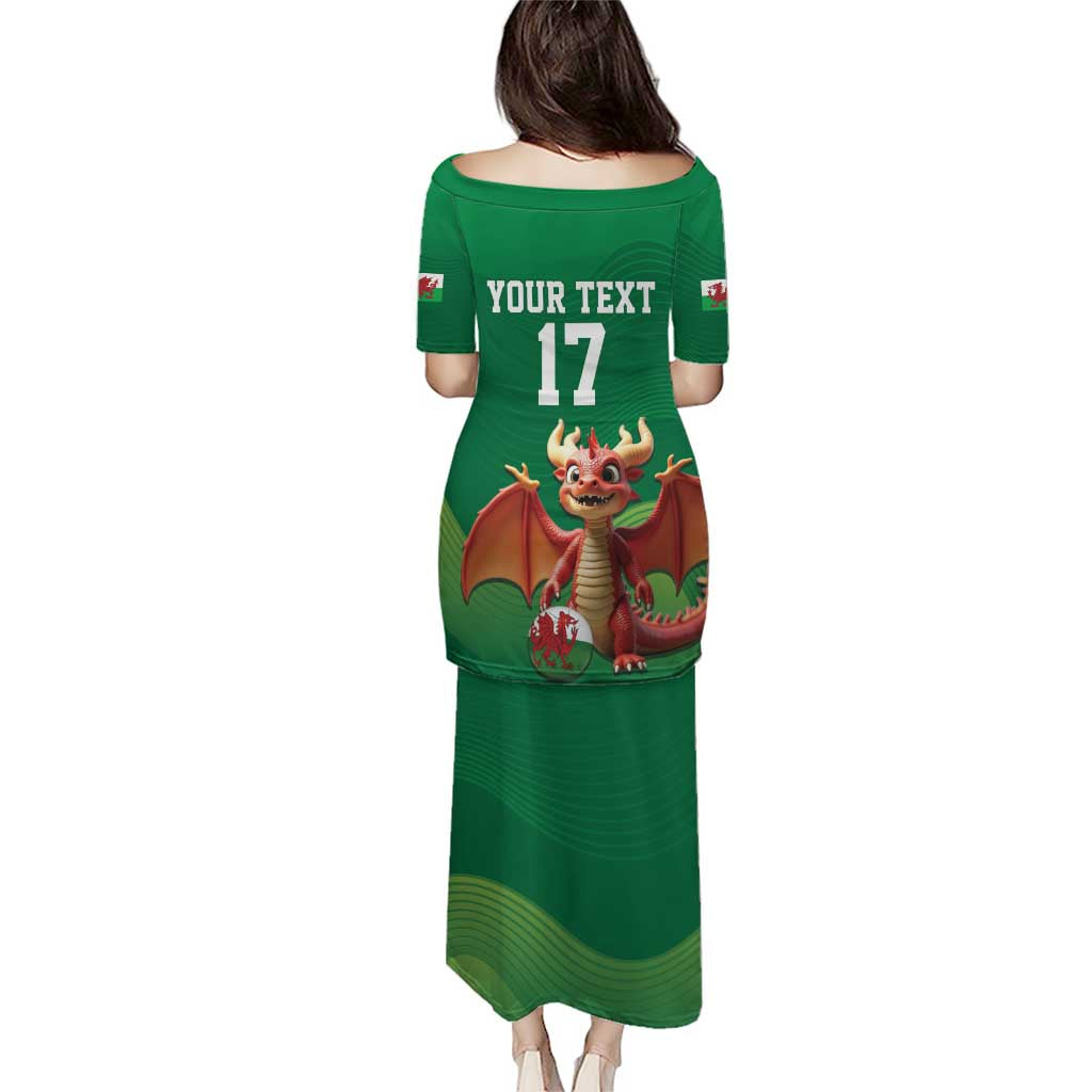 Custom Wales Football Go Champions Puletasi Cymru am byth Green Style