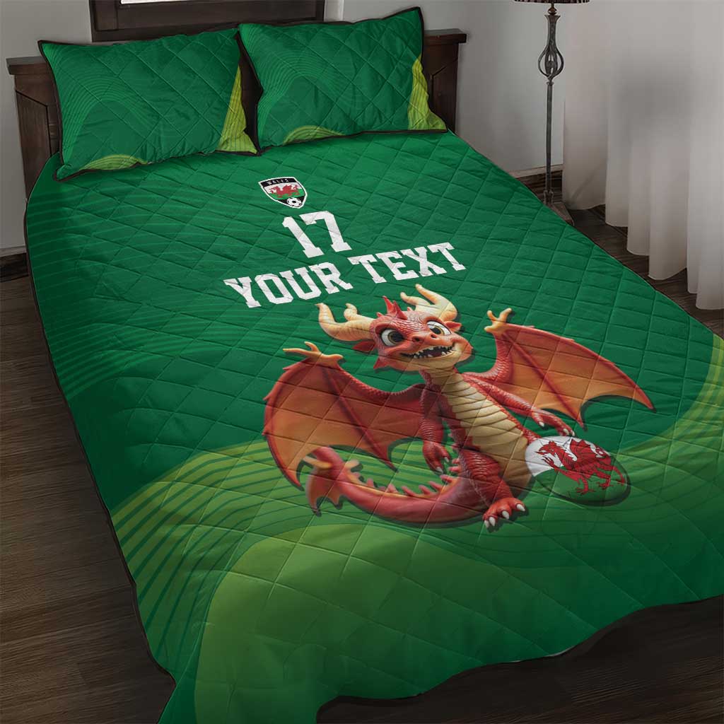 Custom Wales Football Go Champions Quilt Bed Set Cymru am byth Green Style