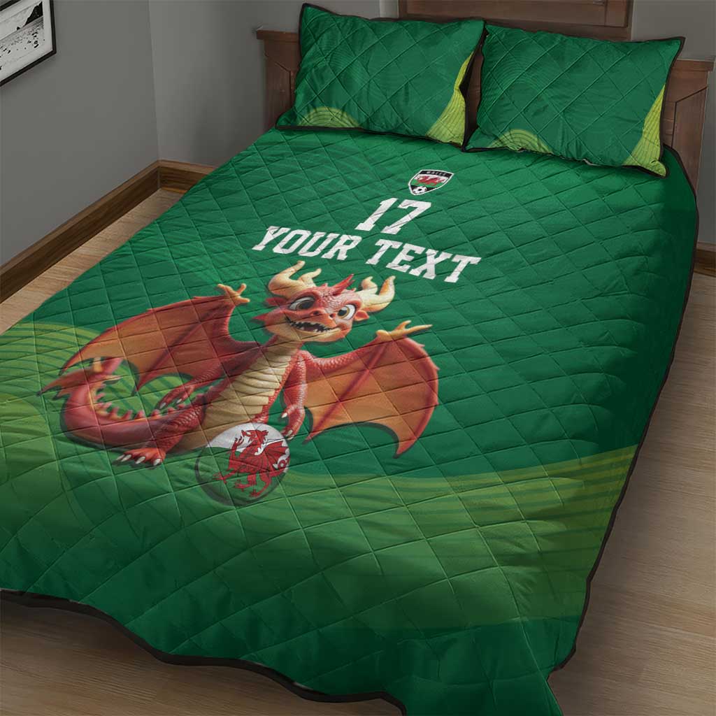 Custom Wales Football Go Champions Quilt Bed Set Cymru am byth Green Style