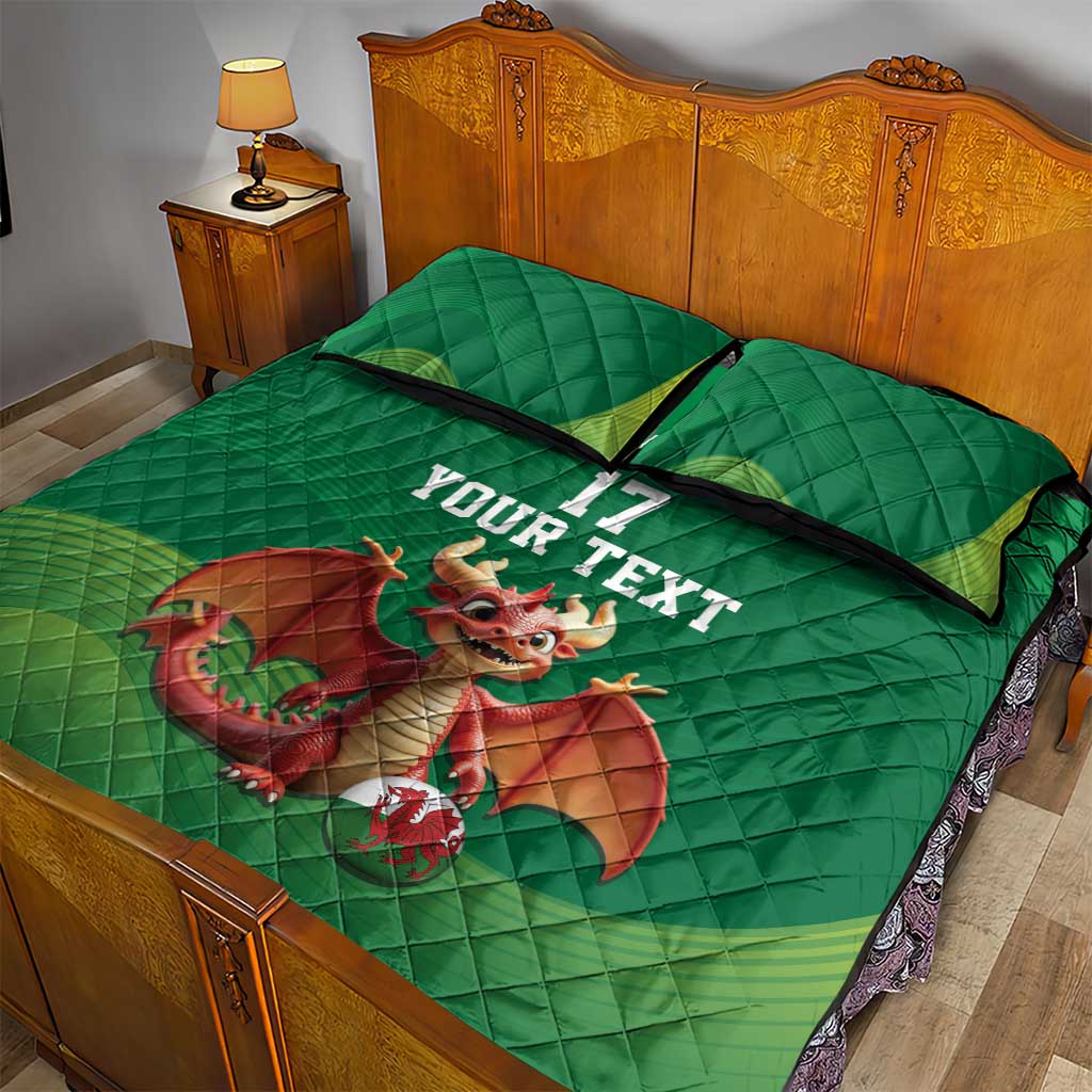 Custom Wales Football Go Champions Quilt Bed Set Cymru am byth Green Style
