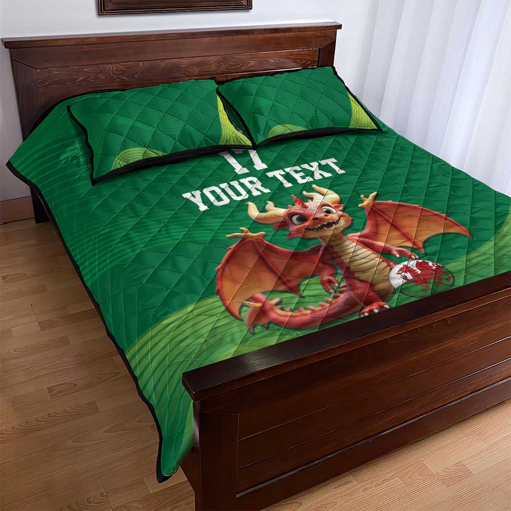 Custom Wales Football Go Champions Quilt Bed Set Cymru am byth Green Style