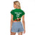 Custom Wales Football Go Champions Raglan Cropped T Shirt Cymru am byth Green Style