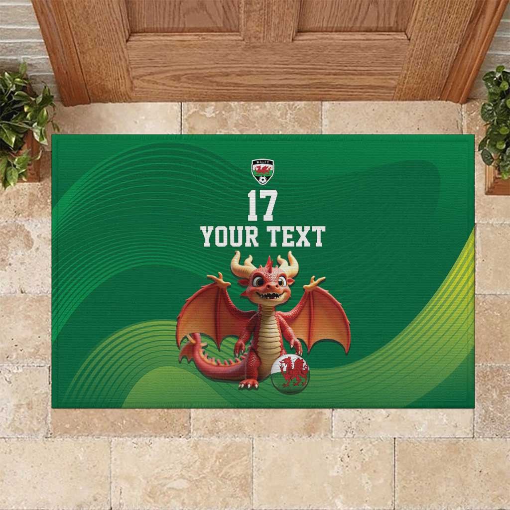 Custom Wales Football Go Champions Rubber Doormat Cymru am byth Green Style