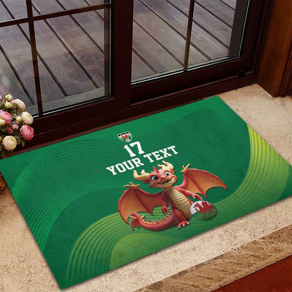 Custom Wales Football Go Champions Rubber Doormat Cymru am byth Green Style