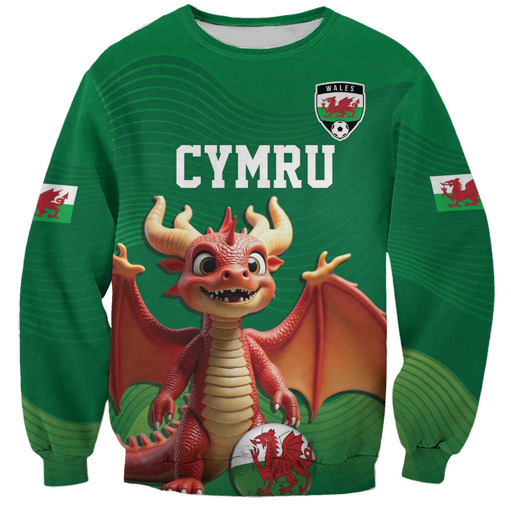 Custom Wales Football Go Champions Sweatshirt Cymru am byth Green Style