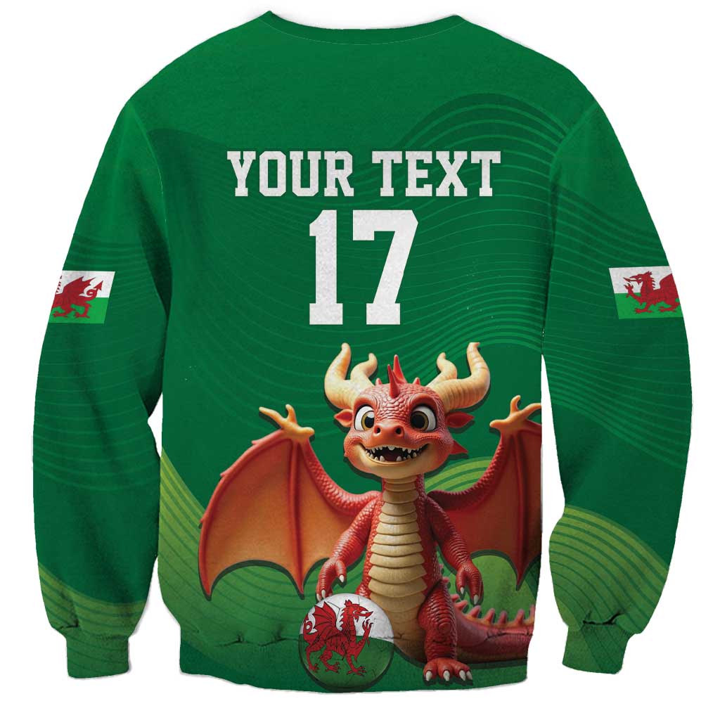Custom Wales Football Go Champions Sweatshirt Cymru am byth Green Style