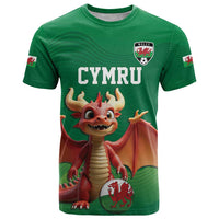 Custom Wales Football Go Champions T Shirt Cymru am byth Green Style