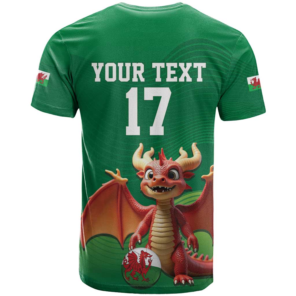 Custom Wales Football Go Champions T Shirt Cymru am byth Green Style