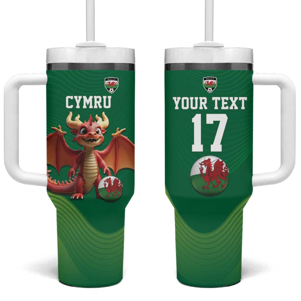 Custom Wales Football Go Champions Tumbler With Handle Cymru am byth Green Style