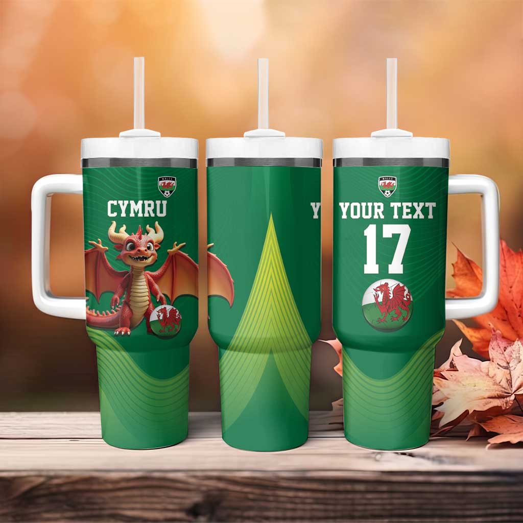 Custom Wales Football Go Champions Tumbler With Handle Cymru am byth Green Style