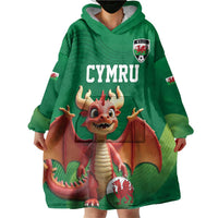 Custom Wales Football Go Champions Wearable Blanket Hoodie Cymru am byth Green Style