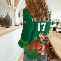 Custom Wales Football Go Champions Women Casual Shirt Cymru am byth Green Style