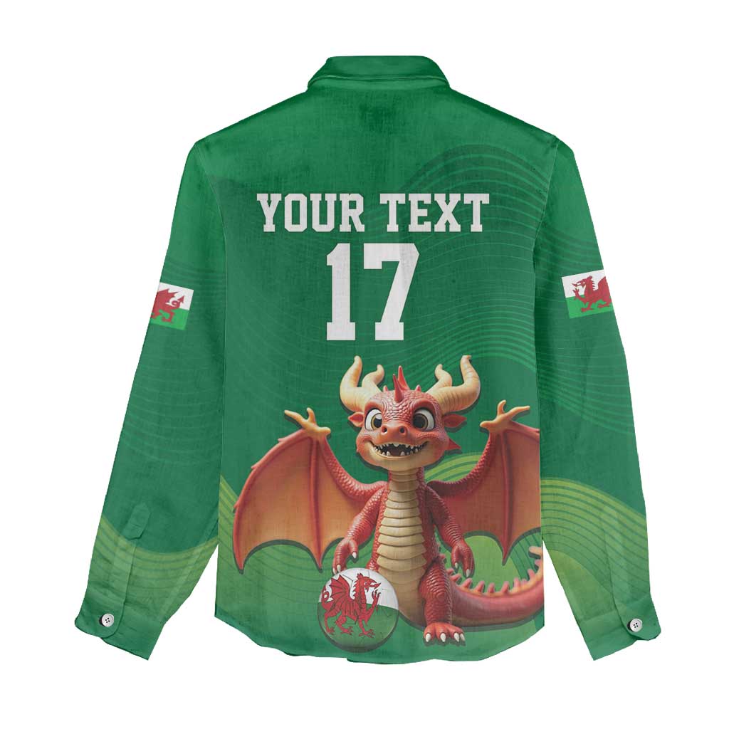 Custom Wales Football Go Champions Women Casual Shirt Cymru am byth Green Style