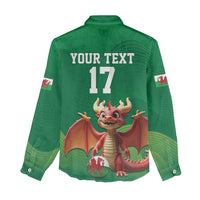 Custom Wales Football Go Champions Women Casual Shirt Cymru am byth Green Style