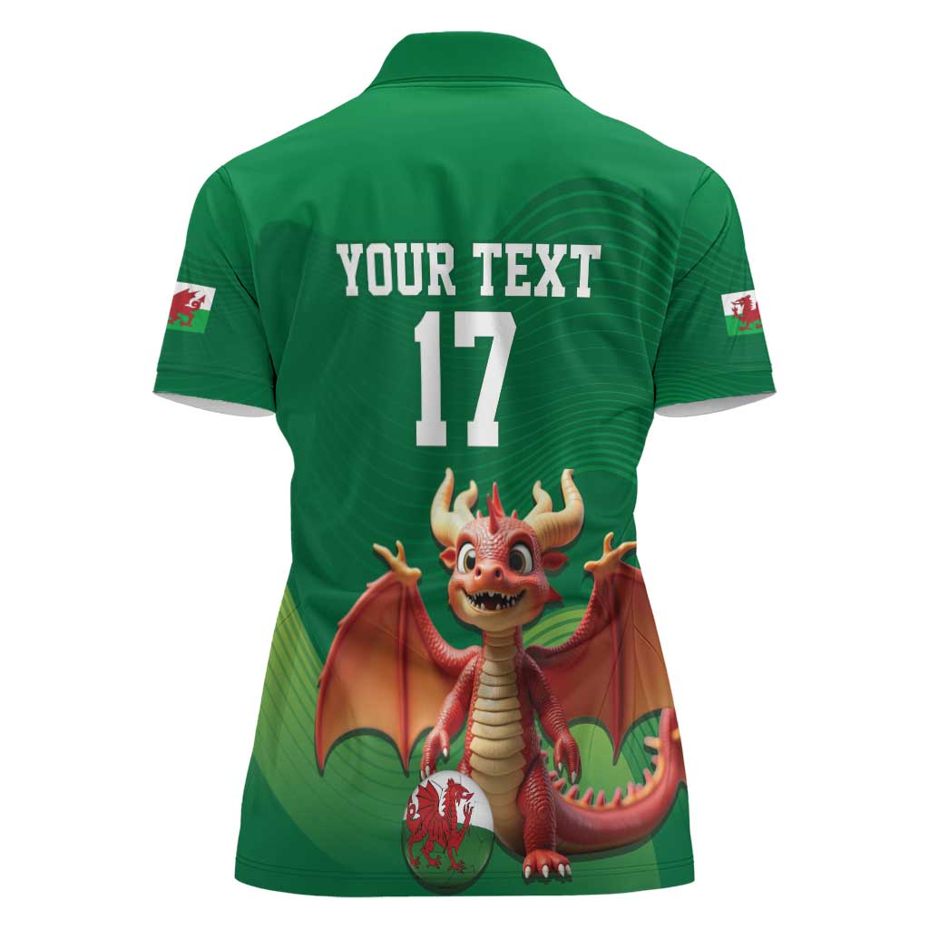 Custom Wales Football Go Champions Women Polo Shirt Cymru am byth Green Style