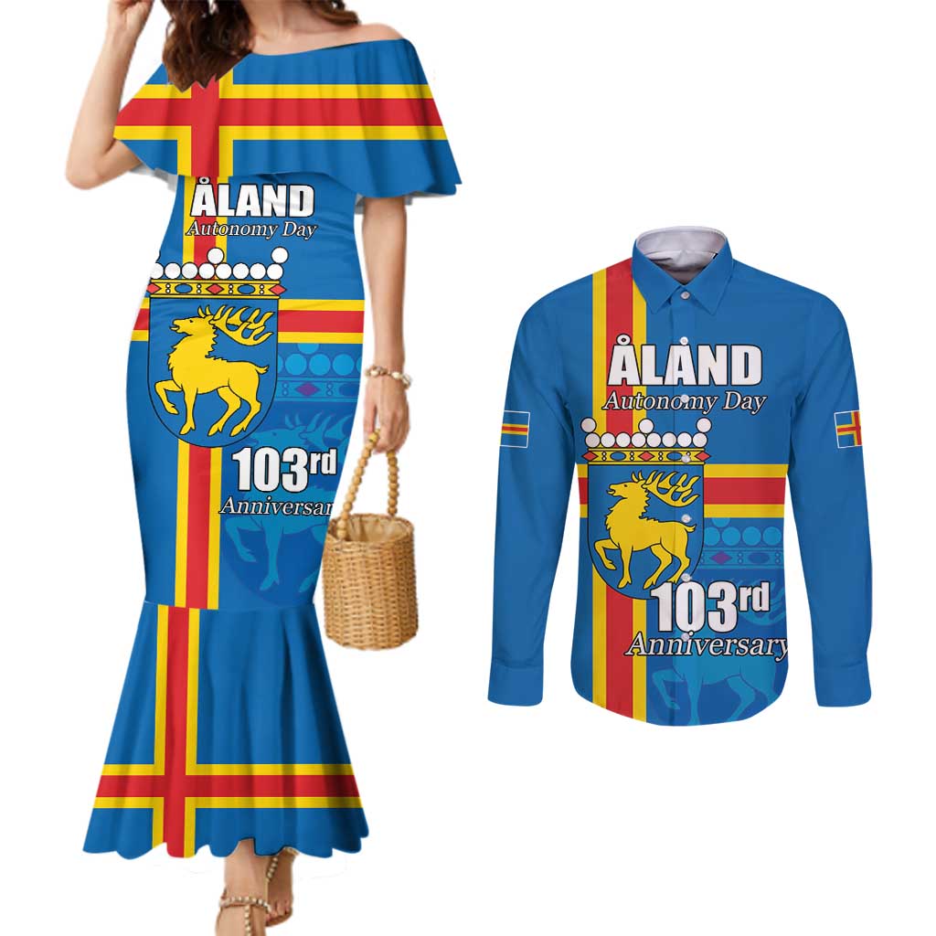 Aland's Autonomy Day Couples Matching Mermaid Dress and Long Sleeve Button Shirt 103rd Anniversary