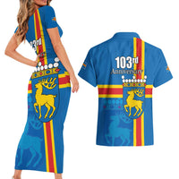 Aland's Autonomy Day Couples Matching Short Sleeve Bodycon Dress and Hawaiian Shirt 103rd Anniversary