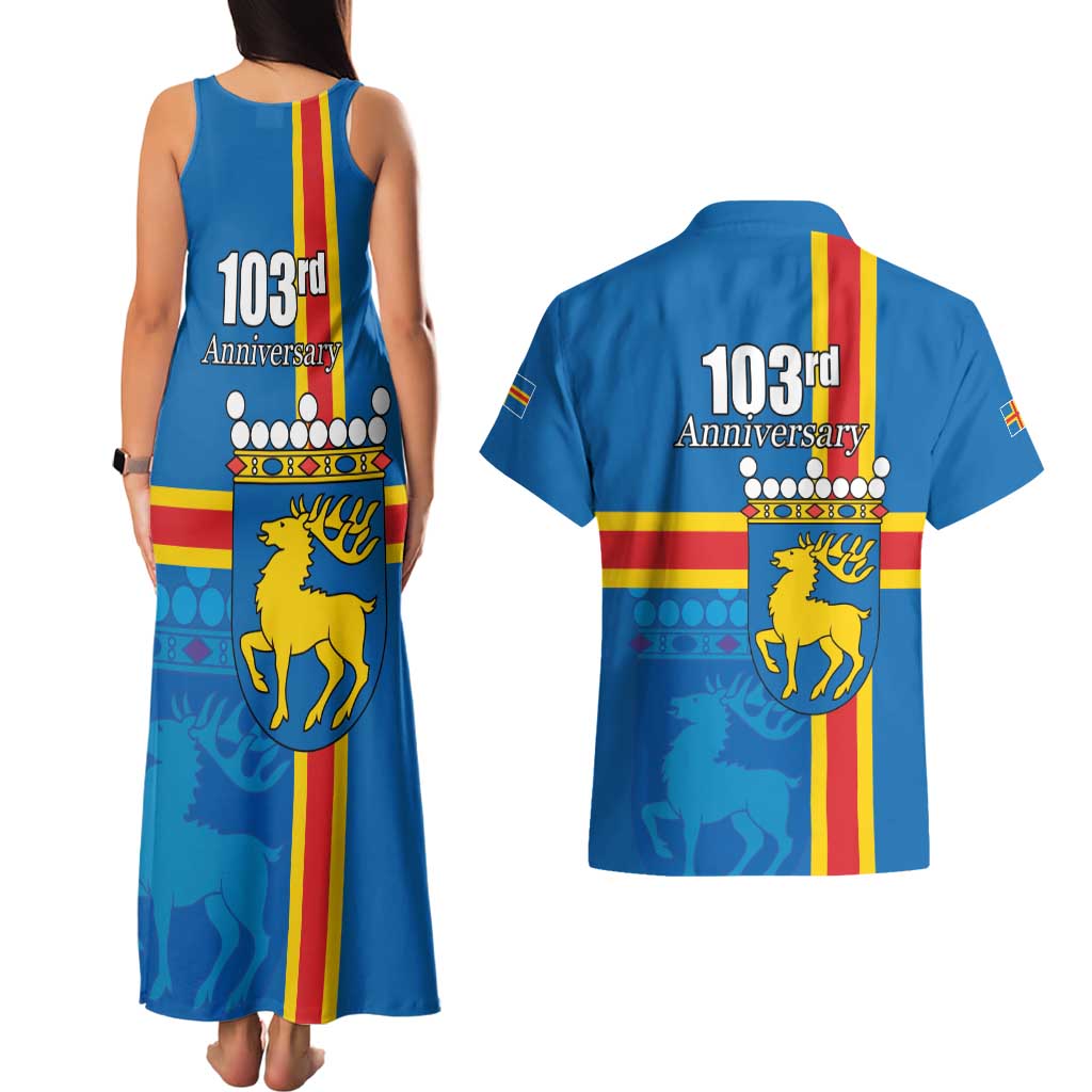 Aland's Autonomy Day Couples Matching Tank Maxi Dress and Hawaiian Shirt 103rd Anniversary