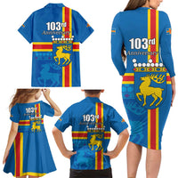 Aland's Autonomy Day Family Matching Long Sleeve Bodycon Dress and Hawaiian Shirt 103rd Anniversary