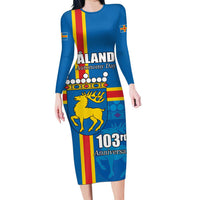 Aland's Autonomy Day Family Matching Long Sleeve Bodycon Dress and Hawaiian Shirt 103rd Anniversary