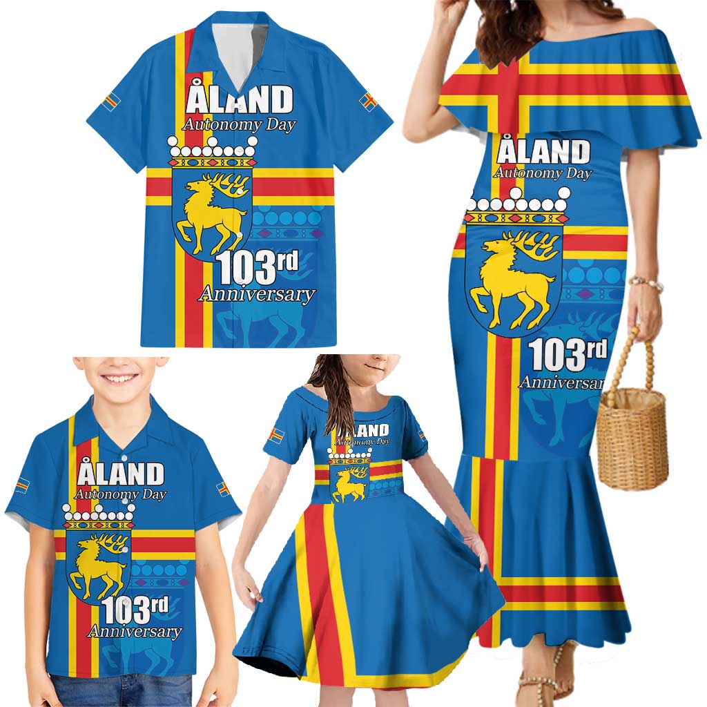 Aland's Autonomy Day Family Matching Mermaid Dress and Hawaiian Shirt 103rd Anniversary