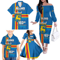 Aland's Autonomy Day Family Matching Off The Shoulder Long Sleeve Dress and Hawaiian Shirt 103rd Anniversary