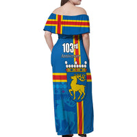 Aland's Autonomy Day Family Matching Off Shoulder Maxi Dress and Hawaiian Shirt 103rd Anniversary