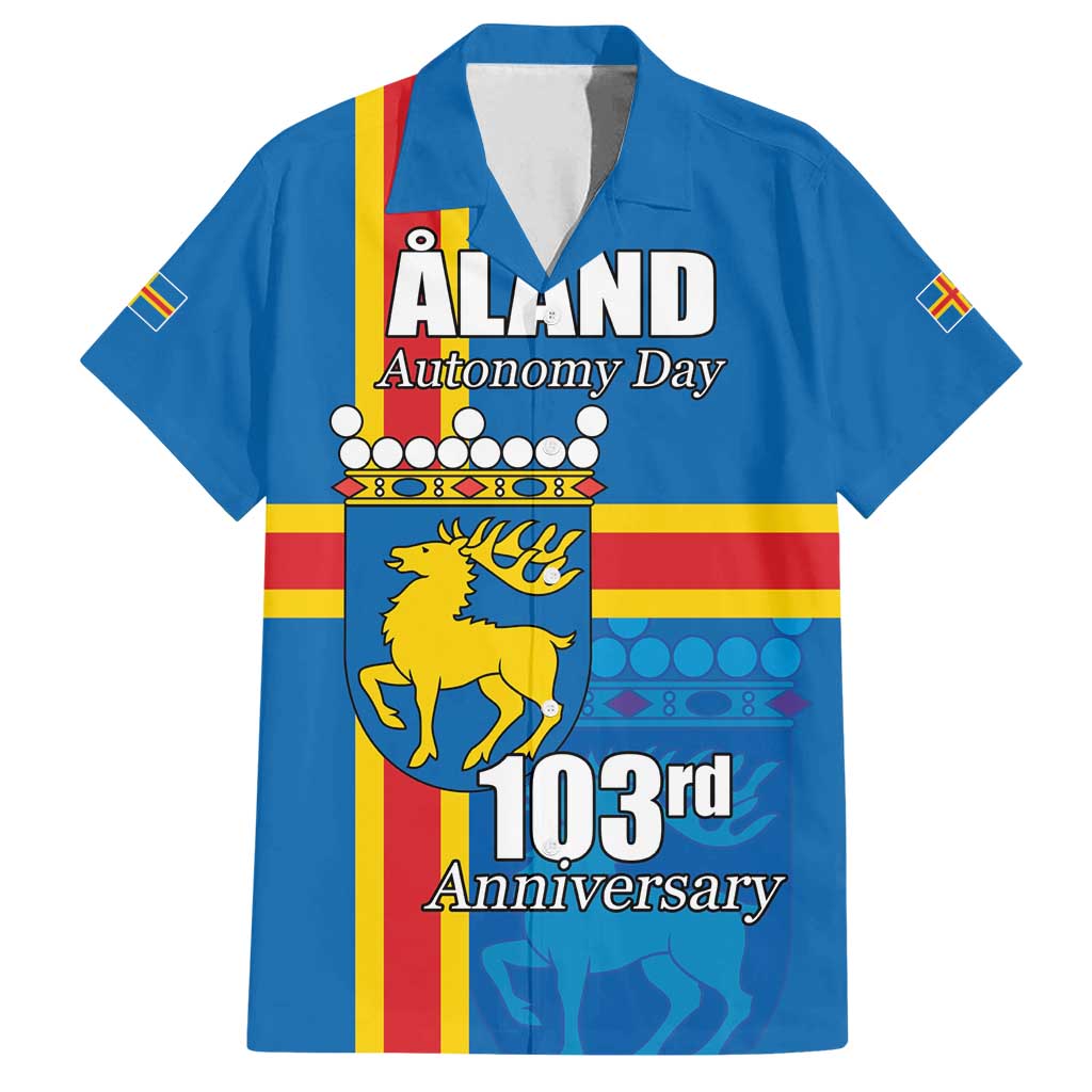 Aland's Autonomy Day Family Matching Off Shoulder Short Dress and Hawaiian Shirt 103rd Anniversary