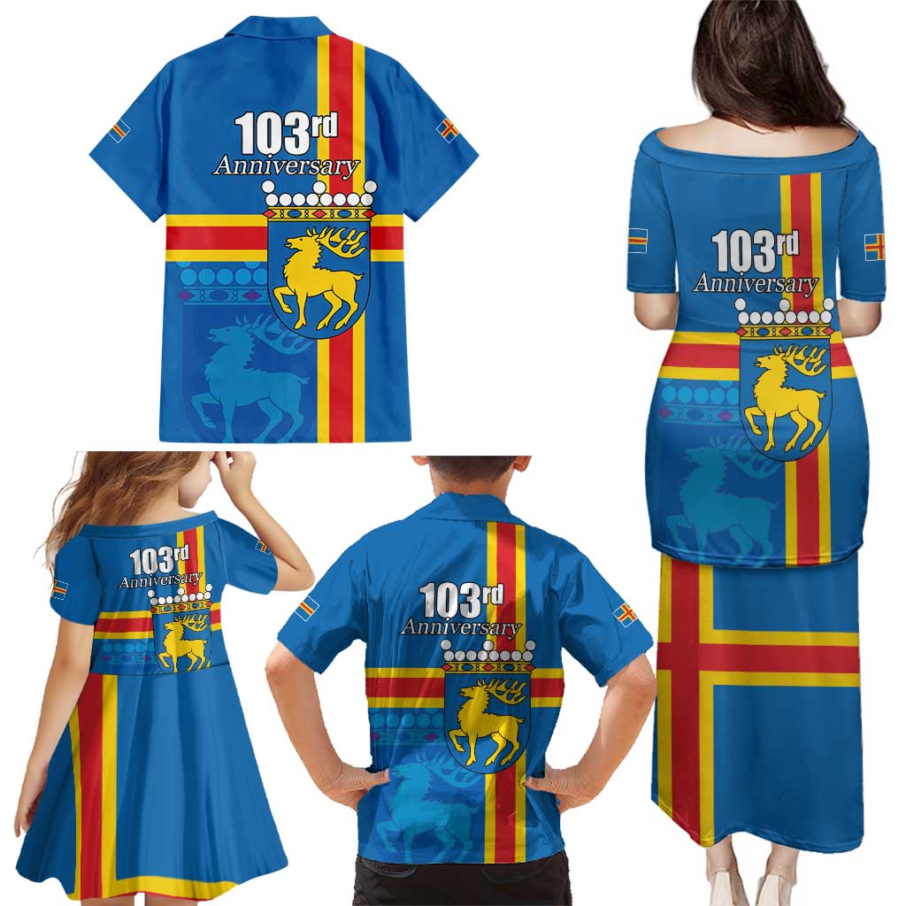 Aland's Autonomy Day Family Matching Puletasi and Hawaiian Shirt 103rd Anniversary