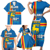 Aland's Autonomy Day Family Matching Short Sleeve Bodycon Dress and Hawaiian Shirt 103rd Anniversary