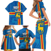 Aland's Autonomy Day Family Matching Short Sleeve Bodycon Dress and Hawaiian Shirt 103rd Anniversary