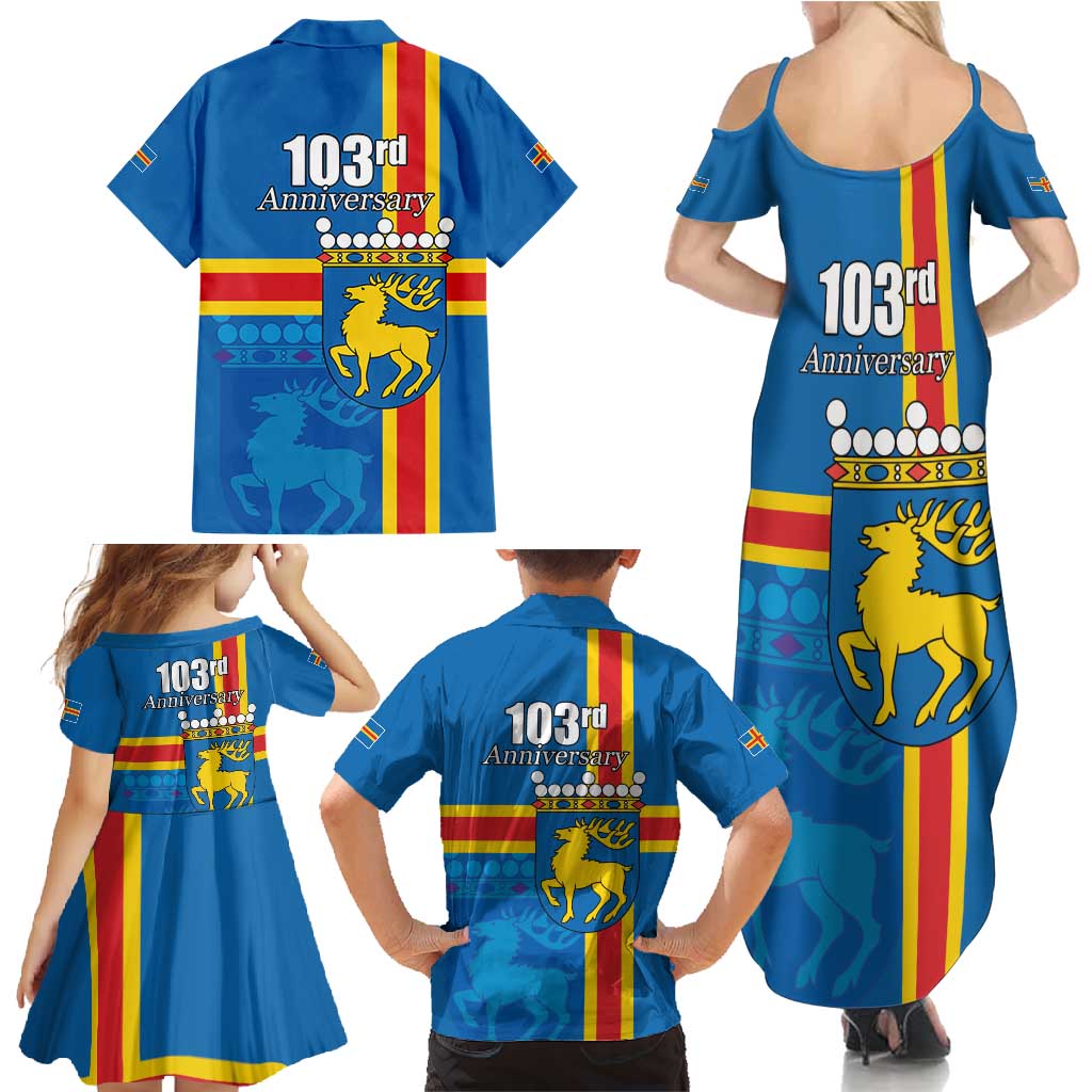 Aland's Autonomy Day Family Matching Summer Maxi Dress and Hawaiian Shirt 103rd Anniversary