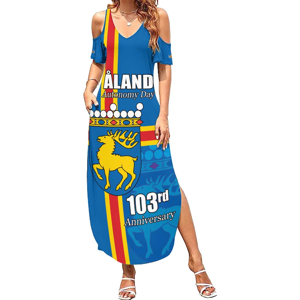Aland's Autonomy Day Family Matching Summer Maxi Dress and Hawaiian Shirt 103rd Anniversary