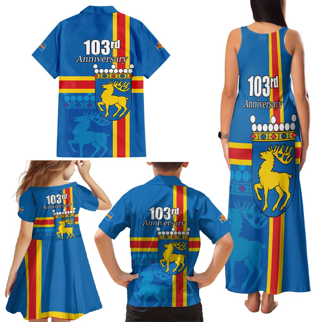 Aland's Autonomy Day Family Matching Tank Maxi Dress and Hawaiian Shirt 103rd Anniversary