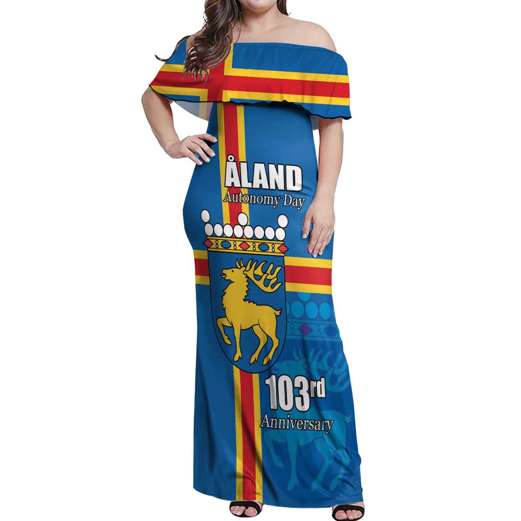 Aland's Autonomy Day Off Shoulder Maxi Dress 103rd Anniversary