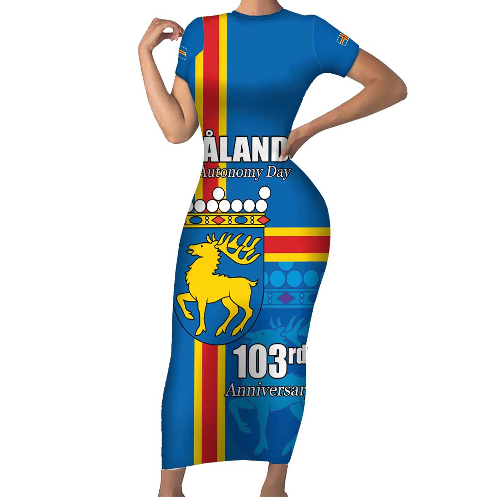 Aland's Autonomy Day Short Sleeve Bodycon Dress 103rd Anniversary