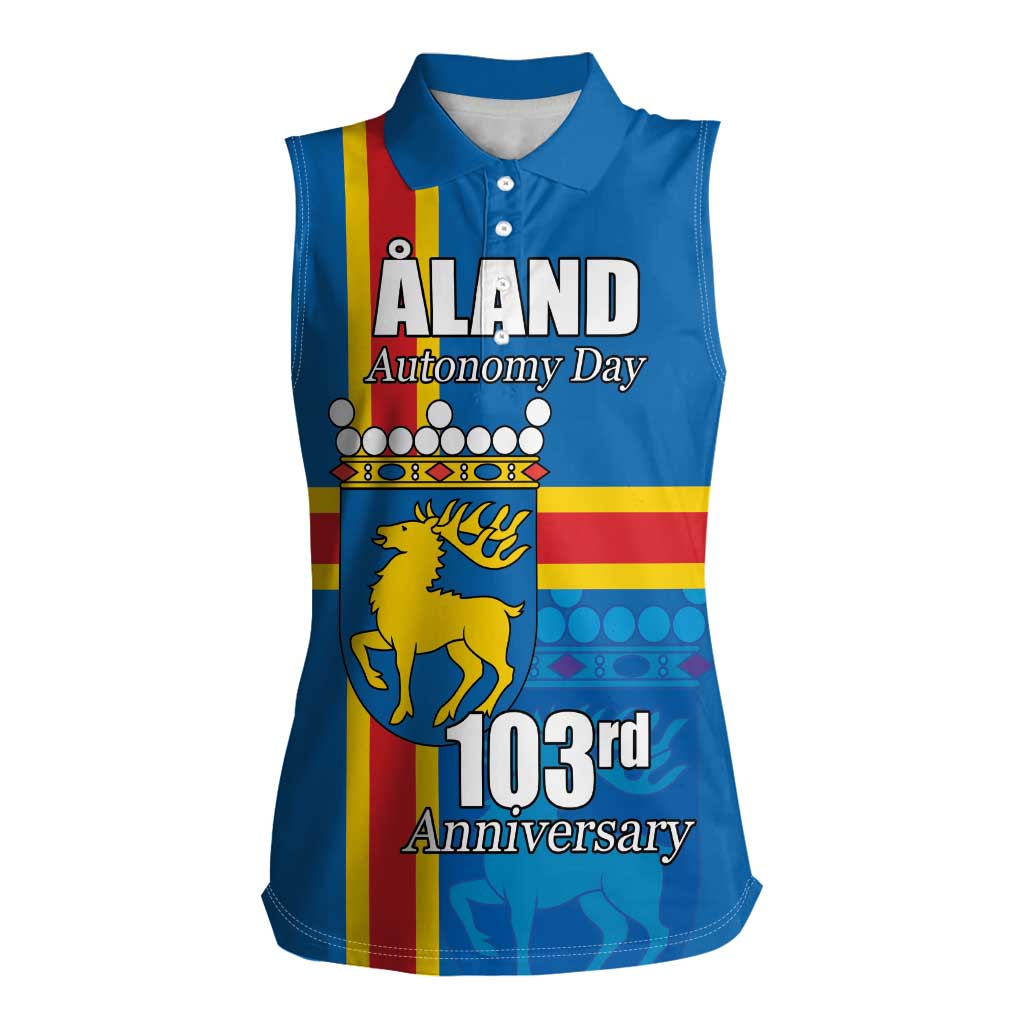 Aland's Autonomy Day Women Sleeveless Polo Shirt 103rd Anniversary