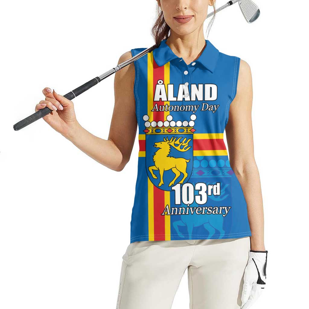 Aland's Autonomy Day Women Sleeveless Polo Shirt 103rd Anniversary