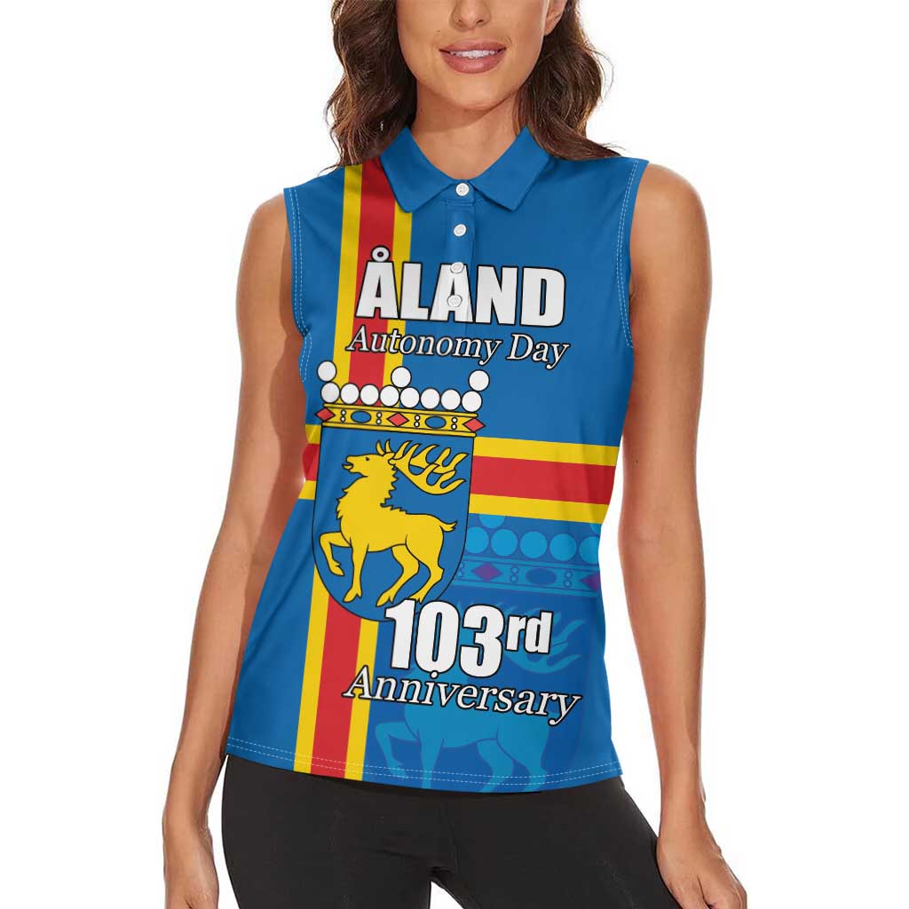 Aland's Autonomy Day Women Sleeveless Polo Shirt 103rd Anniversary