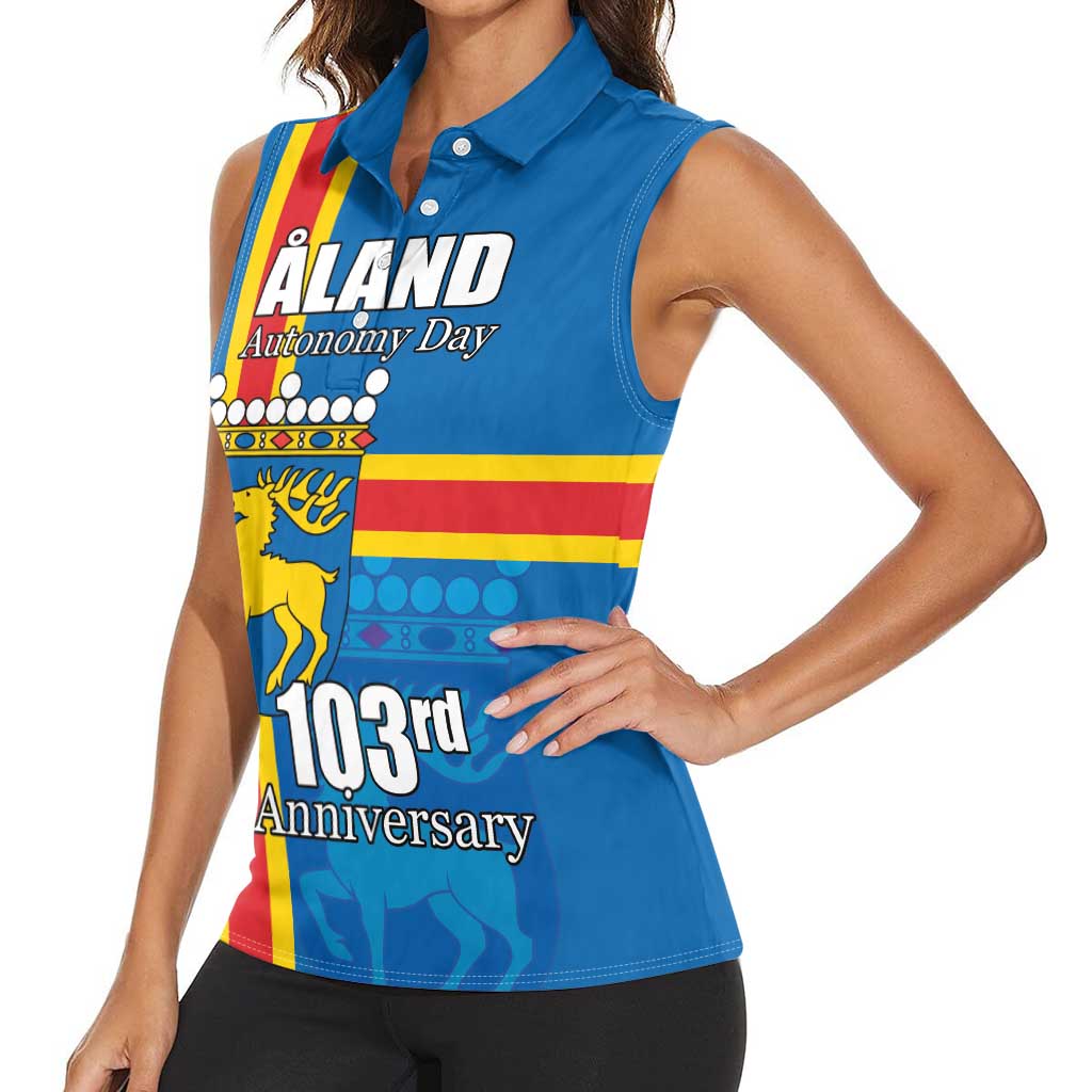 Aland's Autonomy Day Women Sleeveless Polo Shirt 103rd Anniversary