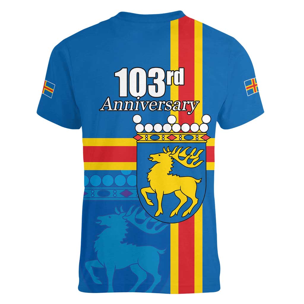 Aland's Autonomy Day Women V-Neck T-Shirt 103rd Anniversary