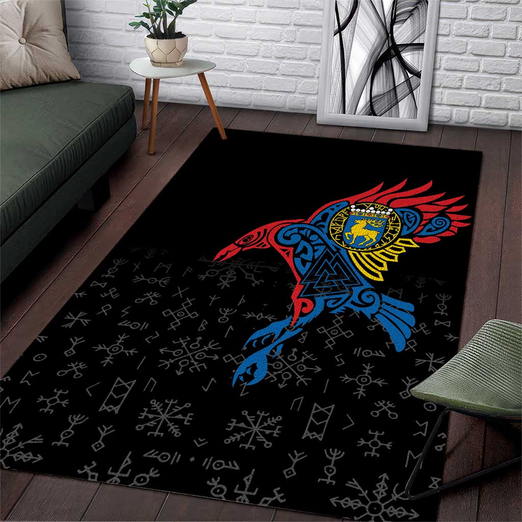 Aland Vikings Culture Area Rug Norse Mythology Raven Tattoo