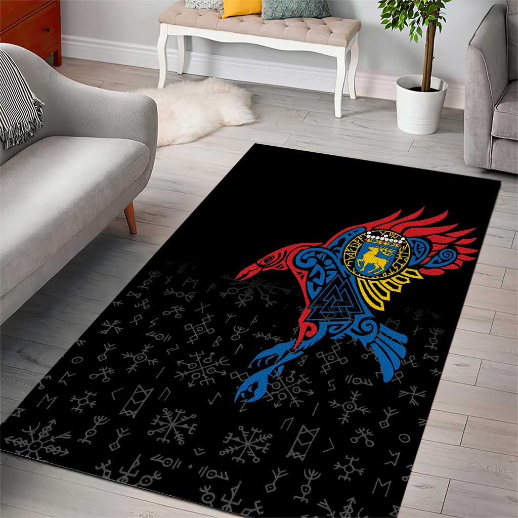 Aland Vikings Culture Area Rug Norse Mythology Raven Tattoo