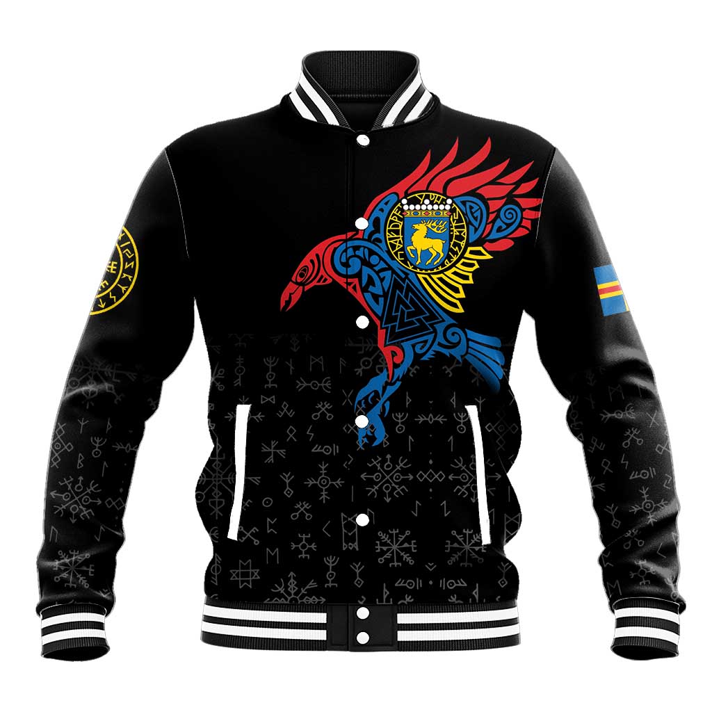 Aland Vikings Culture Baseball Jacket Norse Mythology Raven Tattoo