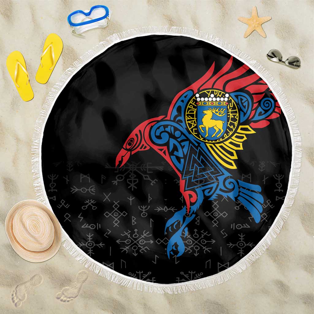 Aland Vikings Culture Beach Blanket Norse Mythology Raven Tattoo