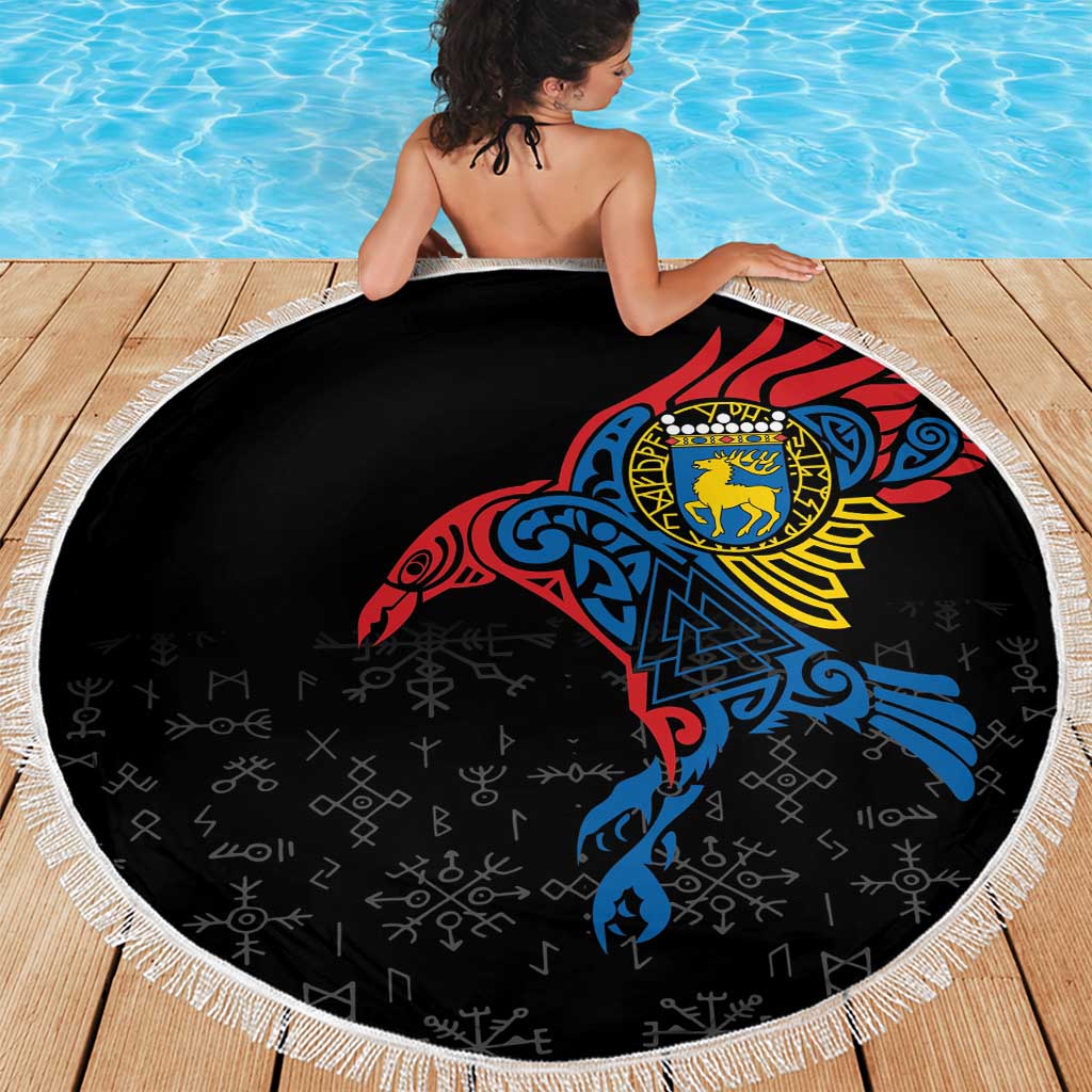 Aland Vikings Culture Beach Blanket Norse Mythology Raven Tattoo