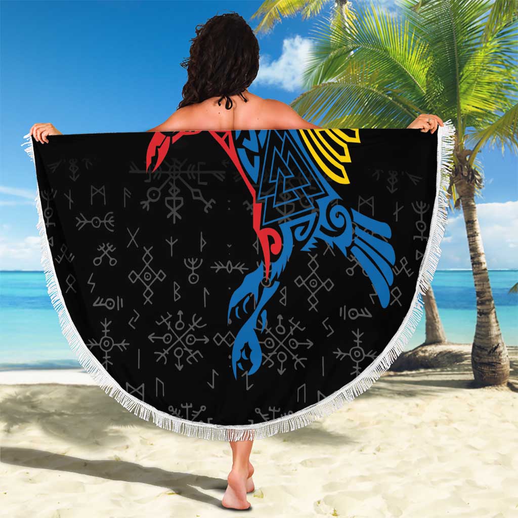 Aland Vikings Culture Beach Blanket Norse Mythology Raven Tattoo