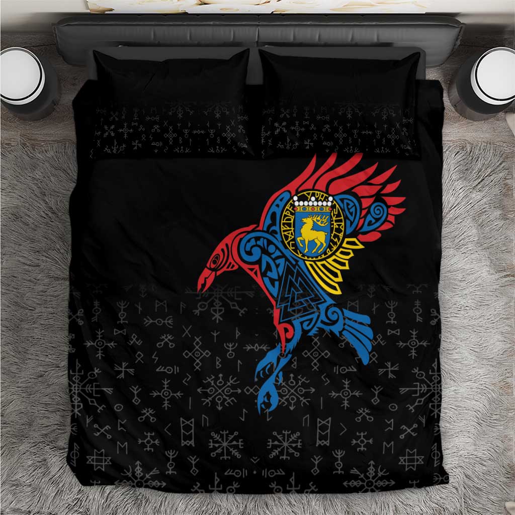 Aland Vikings Culture Bedding Set Norse Mythology Raven Tattoo