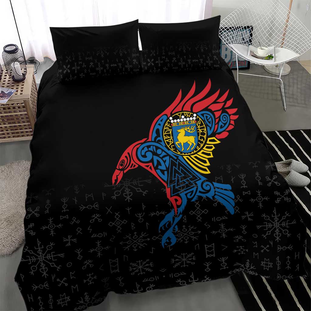Aland Vikings Culture Bedding Set Norse Mythology Raven Tattoo